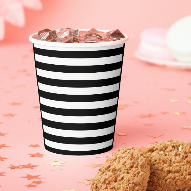 Gobelets En Papier Vintage Classic rayures noir & blanc (Créateur téléchargé)