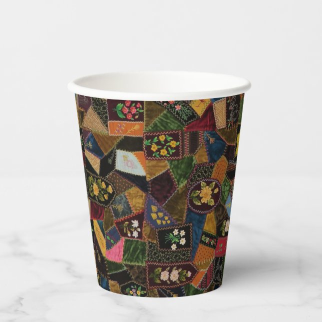 Gobelets En Papier Vintage Crazy Quilt (Recto)