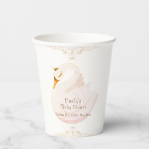 Gobelets En Papier Vintage Elegant Princess Swan Girl Baby shower