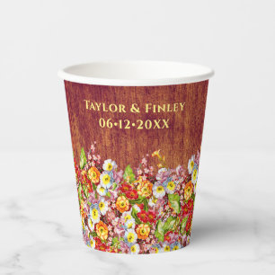 Gobelets En Papier Vintage Floral Pattern Rustique Primrose Mariage