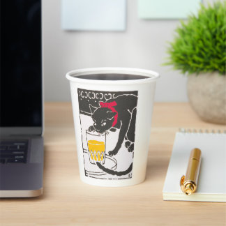 Gobelets En Papier Vintage Japanese Beer Black Cat Art Goyo Retro
