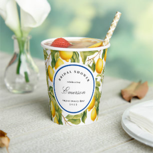 Gobelets En Papier Vintage Méditerranée Fête des mariées citrons jaun