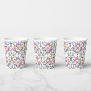 Gobelets En Papier Vintage Pastel Botanique Motif - Retro Floral