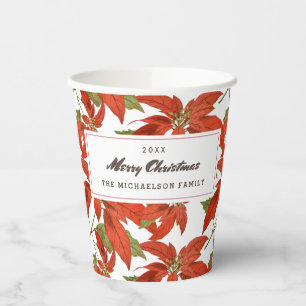 Gobelets En Papier Vintage Poinsettias Joyeux Noël