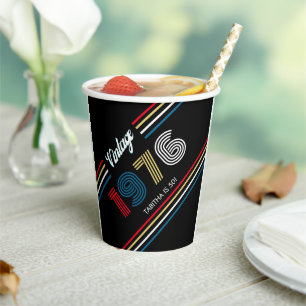 Gobelets En Papier Vintage Retro Stripe 1976 50e anniversaire ou Réun