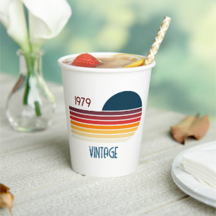 Gobelets En Papier Vintage Retro Stripe Sun 1979