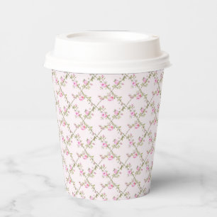 Gobelets En Papier Vintage romantique Rose floral Trellis