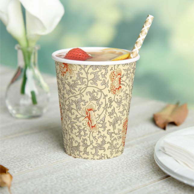 Gobelets En Papier Vintage rose gris botanique (Insitu)