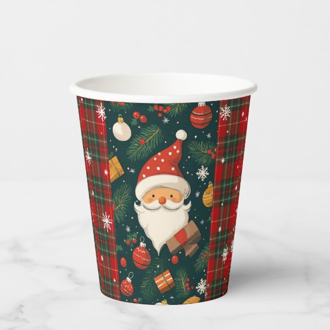 Gobelets En Papier Vintage Santa Christmas Paper Cup (Recto)