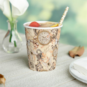 Gobelets En Papier Vintage Victorian Shabby Chic Country Motif
