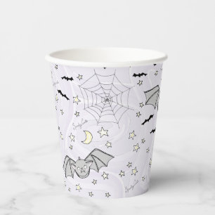 Gobelets En Papier Violet Batty, Étoiles & Lunes Éffrayant mignon