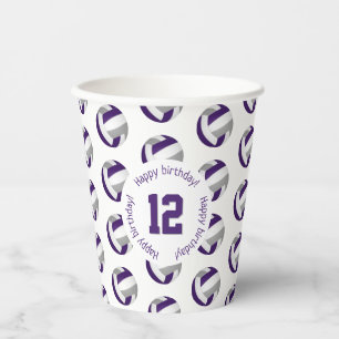 Gobelets En Papier violet gris volleyballs tasses de papier fête d'an