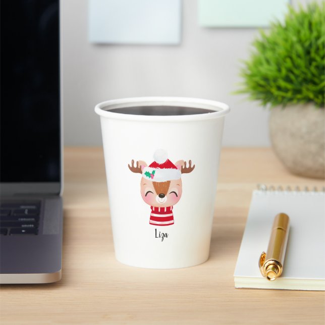 Gobelets En Papier Visage de rennes souriants de Noël (Insitu)