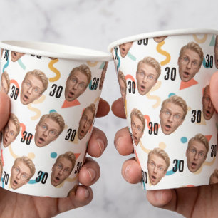 Gobelets En Papier Visage Drôle Fête avec Photo Personnalisée