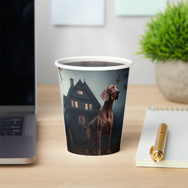 Gobelets En Papier Vizsla Halloween Effrayant (Insitu)