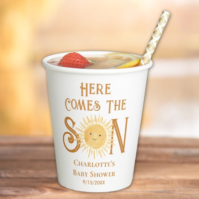 Gobelets En Papier Voici le Baby shower du fils (Créateur téléchargé)