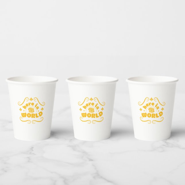 Gobelets En Papier Voici le monde (Multi)