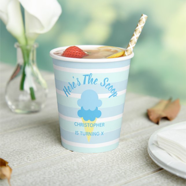 Gobelets En Papier Voici The Scoop Ice Cream Summer Boy Birthday (Insitu)