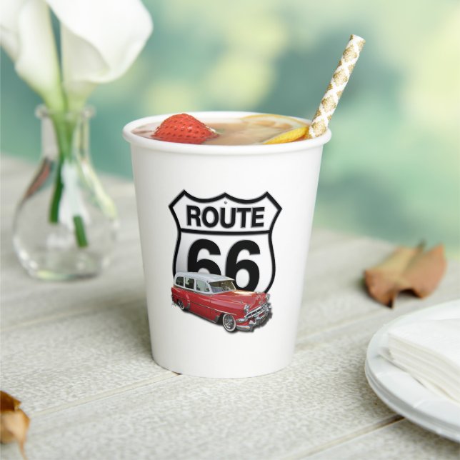 Gobelets En Papier Voiture Classique Route 66 (Insitu)