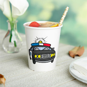 Gobelets En Papier Voiture de police avec lumières de sirène clignota