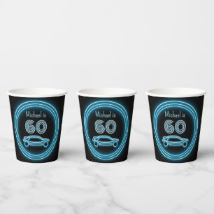 Gobelets En Papier Voitures de course - Noir & Bleu - Célébration Mas