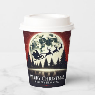 Gobelets En Papier Volant Silhouetté Père Noël et Reindeer