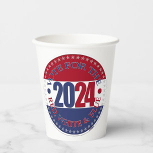 Gobelets En Papier Vote rouge et bleu 2024 pour le rouge blanc et ble