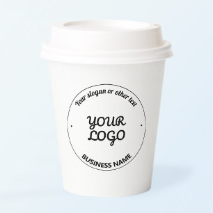 Gobelets En Papier Votre logo avec Slogan et nom commercial modifiabl
