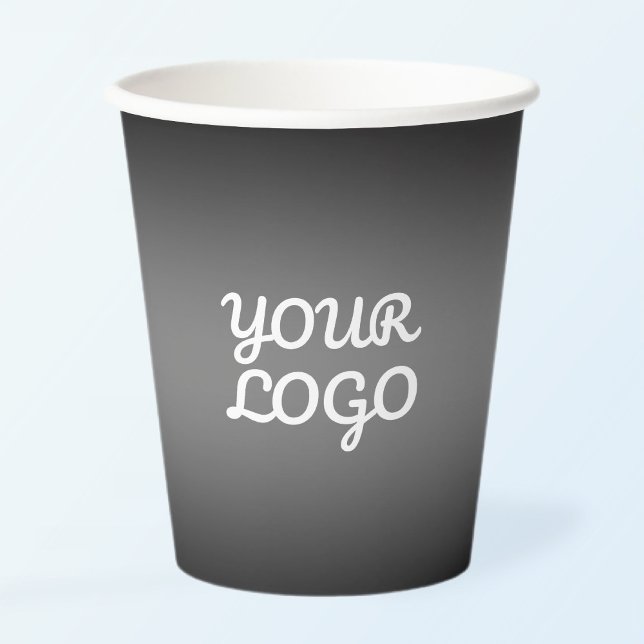 Gobelets En Papier Votre logo et moderne gris foncé modifiable couleu (Créateur téléchargé)