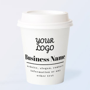 Gobelets En Papier Votre logo Retro-Moderne Blanc & Noir