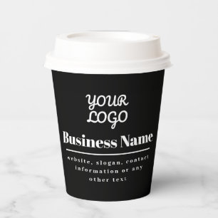 Gobelets En Papier Votre Logo Retro-Moderne Noir & Blanc