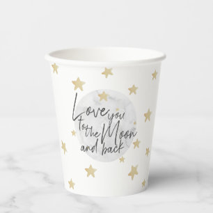 Gobelets En Papier Vous aimez à la lune et le Baby shower arrière