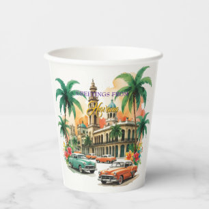 Gobelets En Papier Voyage Cuba vintage - Salutations de La Havane