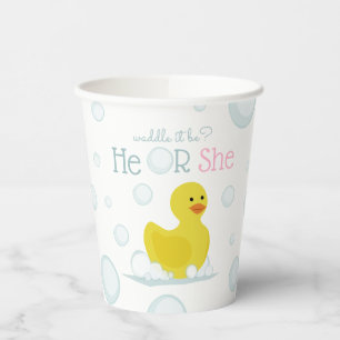 Gobelets En Papier Waddle It Be He or She Rubber Duck Genre Reveal