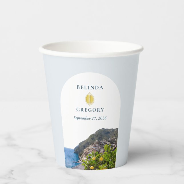 Gobelets En Papier Watercolor Arch Italy Lemons Positano Wedding (Recto)