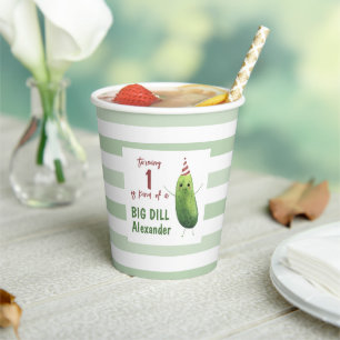 Gobelets En Papier Watercolor Concomber Big Dill fête d'anniversaire