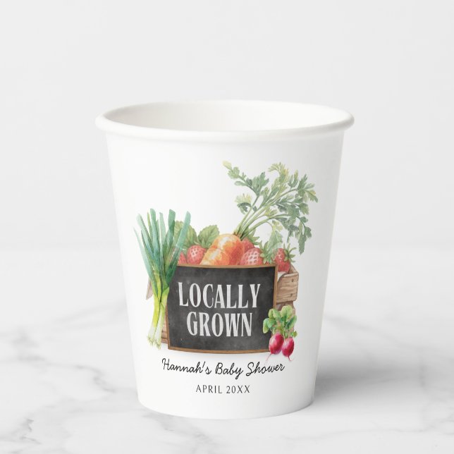 Gobelets En Papier Watercolor Locally Grown Baby Shower (Recto)