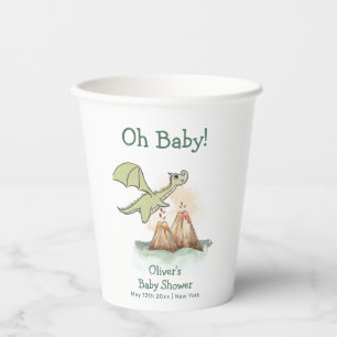 Gobelets En Papier Watercolor Magic Dragon Mountain Boy Baby shower