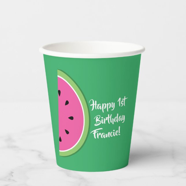 Gobelets En Papier Watermelon Cute Kids 1er anniversaire (Recto)