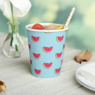 Gobelets En Papier Watermelon Slices on Teal Pattern