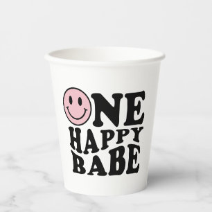 Gobelets En Papier Wavy Rose Preppy Smile One Happy Babe