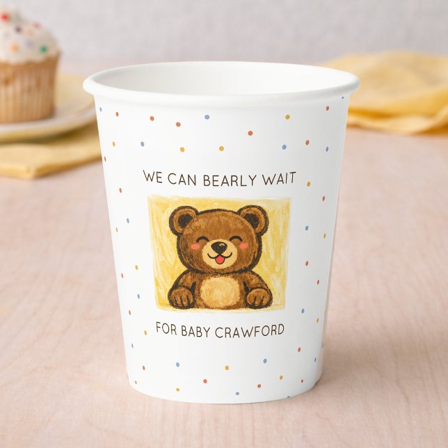 Gobelets En Papier We Can Bearly Wait! Simple Hand Drawn Baby Shower (Créateur téléchargé)