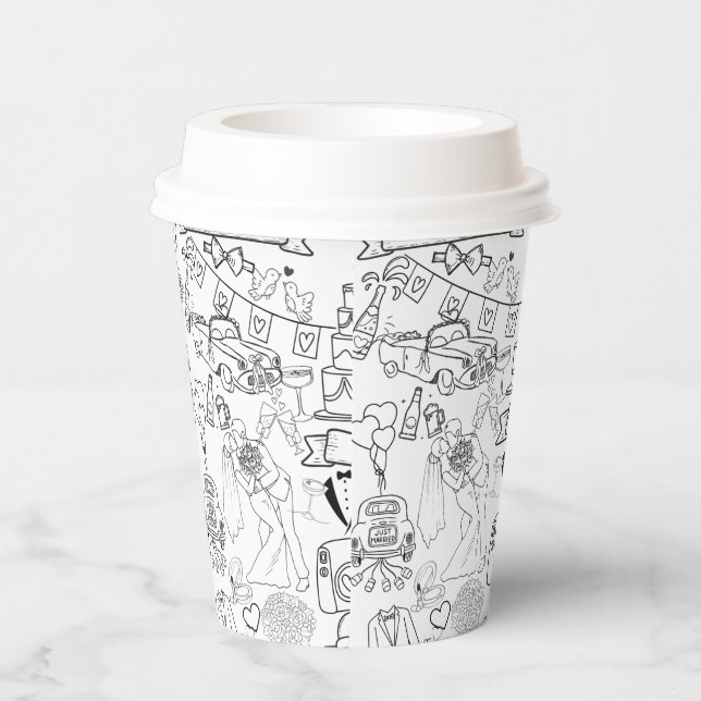 Gobelets En Papier Wedding Hand Drawn Design Coffee Cups (Droite)