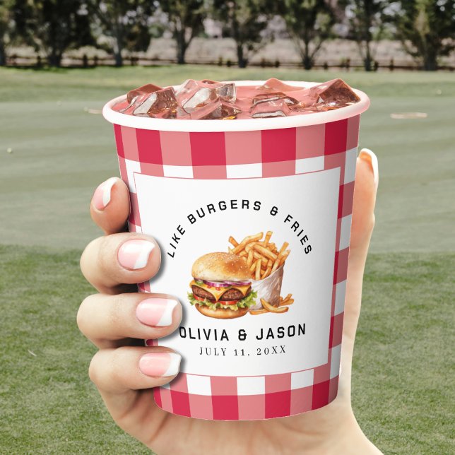 Gobelets En Papier Wedding shower de pique-nique Burgers & Fries (Burgers & Fries Picnic Wedding Shower Paper Cups
)