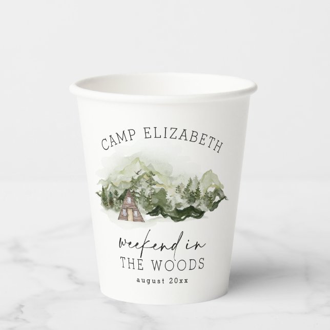 Gobelets En Papier Week-end en forêt Camping Enterrement de vie de je (Recto)