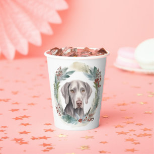 Gobelets En Papier Weimaraner Christmas Wreath Festive Pup