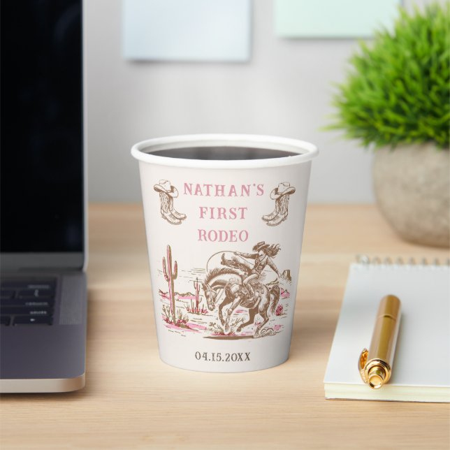 Gobelets En Papier Western Desert Boots Rodeo Birthday (Insitu)