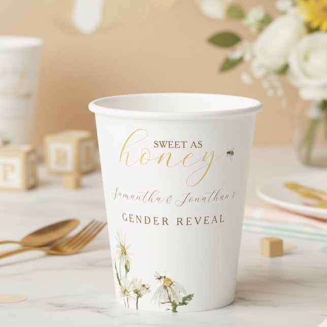 Gobelets En Papier What Will Baby Be Gender Reveal Paper Cup (Sweet As Honey Gender Reveal Paper Cup)