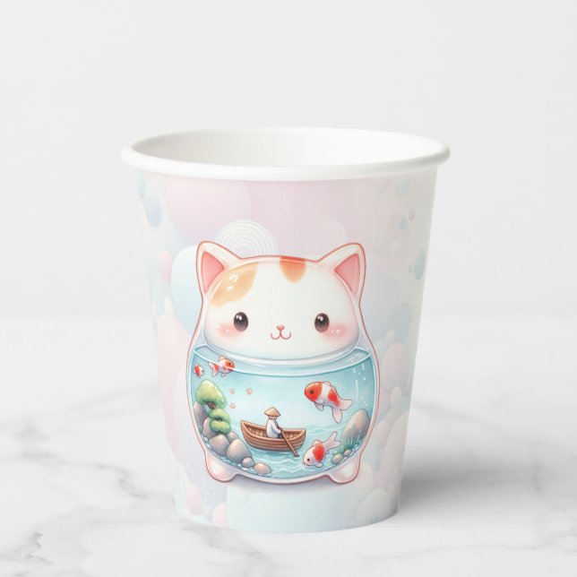 Gobelets En Papier Whimsical Cat Adventure (Recto)