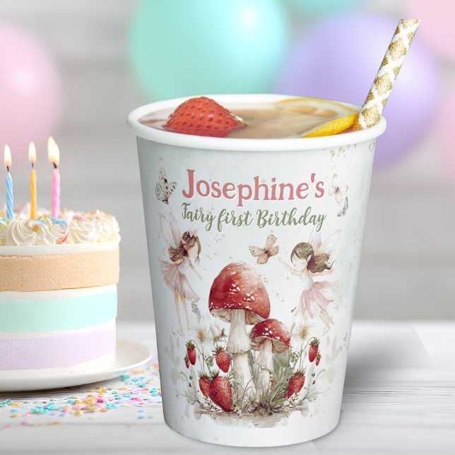 Gobelets En Papier whimsical garden fairy first birthday girl small (Créateur téléchargé)